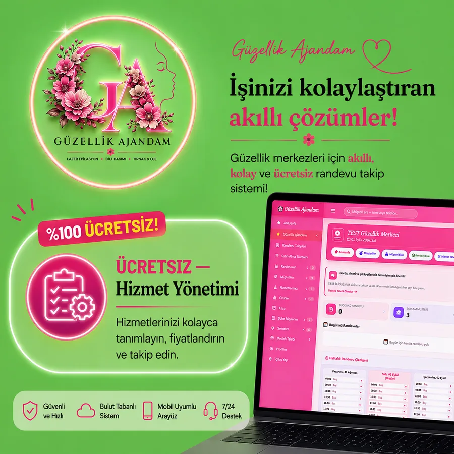 Güzellik Ajandam hizmet ve fiyat yönetimi ekranı
