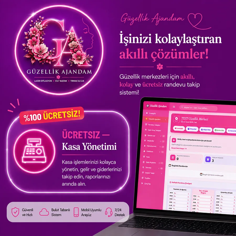 Güzellik Ajandam kasa, gelir ve gider takibi ekranı