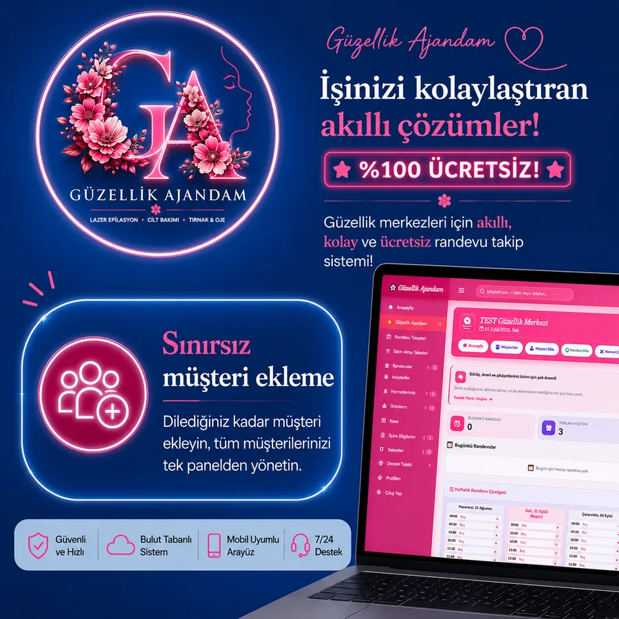 Güzellik Ajandam sınırsız müşteri ekleme özelliği
