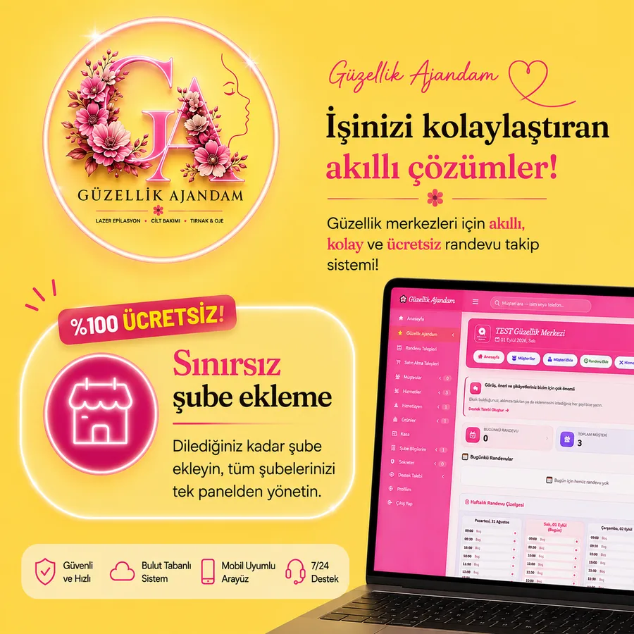Güzellik Ajandam çok şubeli güzellik merkezi yönetimi